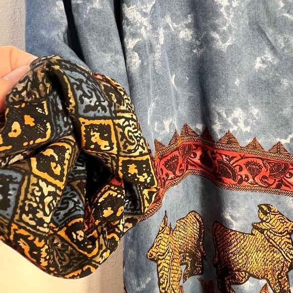 Vintage Platinum by Dorothy Schoelen boho animal print shoulder pads maxi dress - Picture 2 of 9